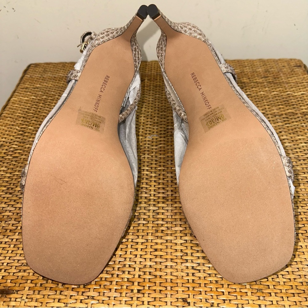 Rebecca Minkoff Women’s Size 8M RB Nanine Metallic Nude Sparkle Mesh Heel Glam - Picture 10 of 16